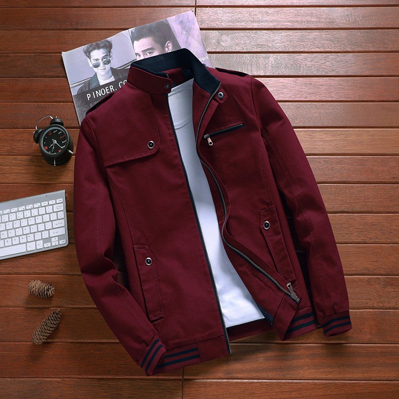 Men's Casual Jacket Mid Length Windbreaker Cotton Washed Jacket