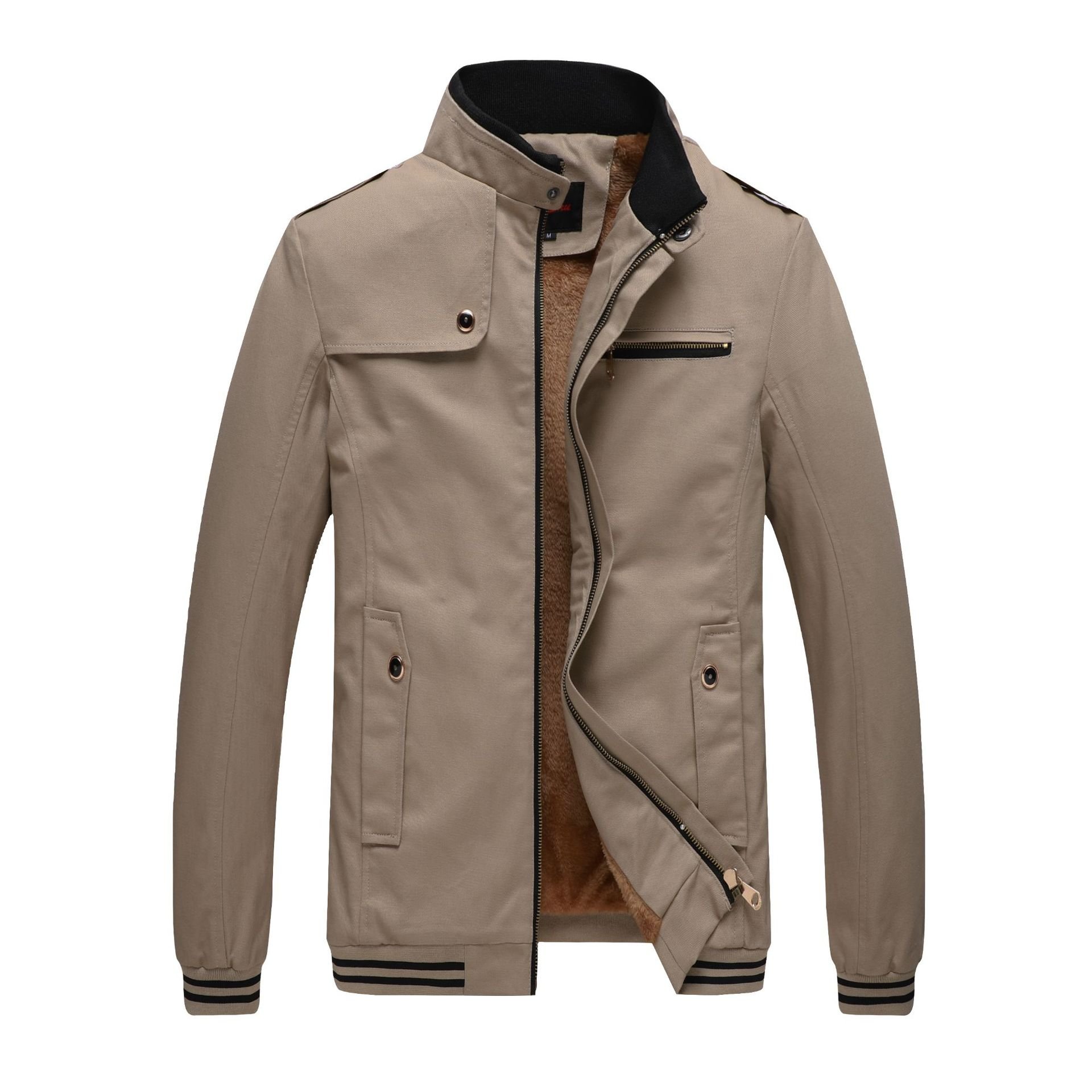Men's Casual Jacket Mid Length Windbreaker Cotton Washed Jacket