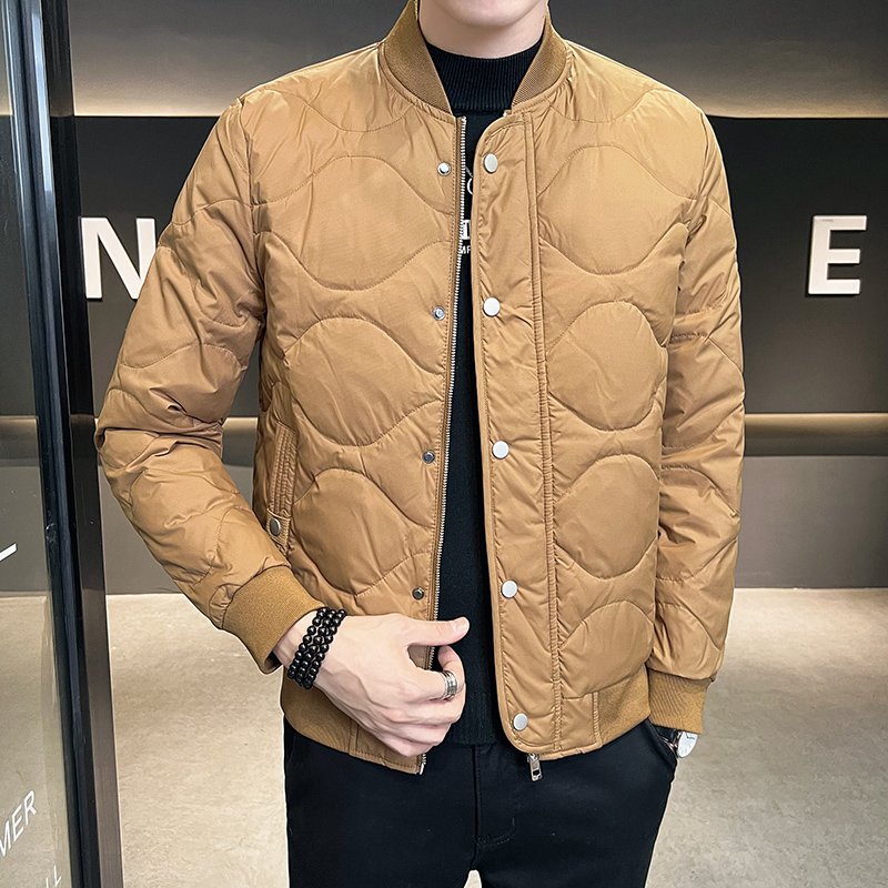 Factory Wholesale Men's Winter Jacket New Solid Color Duck Warm Loose Casual Outdoor XL Size Breathable Quilted Jacket