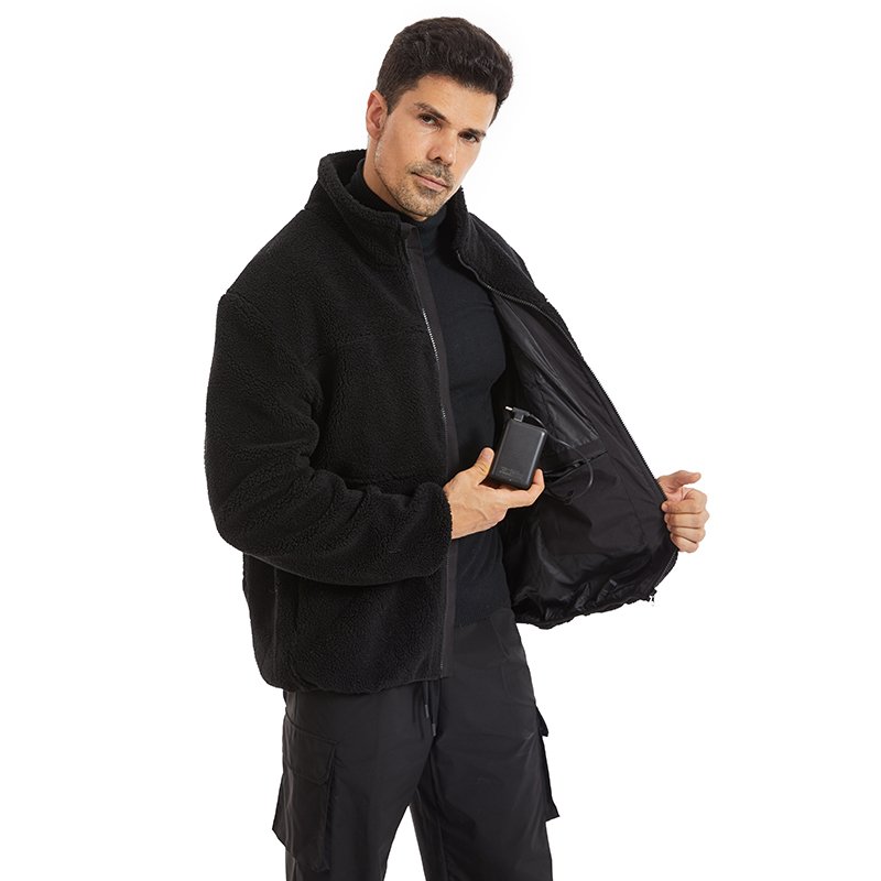 Men Winter Jackets Warm Full Zip Men Heavy Weight Fleece Zipper Work Jacket Oversized Fit Winter Jacket for Men