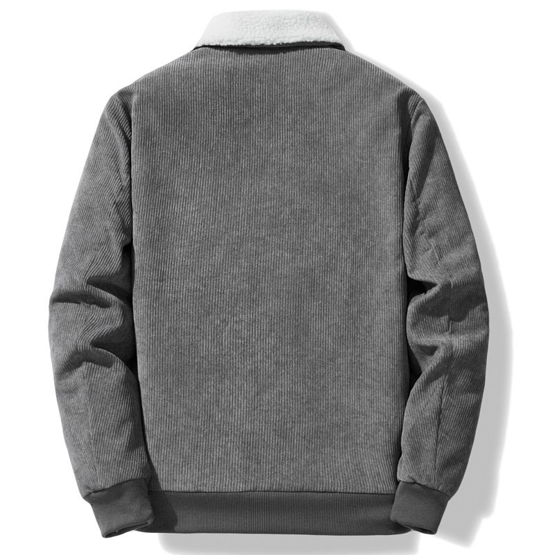 oem customized logo design fashion stand collar corduroy jacket men plus velvet thickening casual winter wear men's jacket