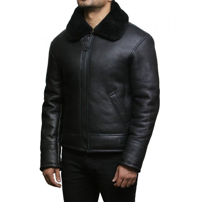 Custom Stylish Men's Jacket High Quality Genuine Leather Sheepskin Shearling Quilted Winter Jacket