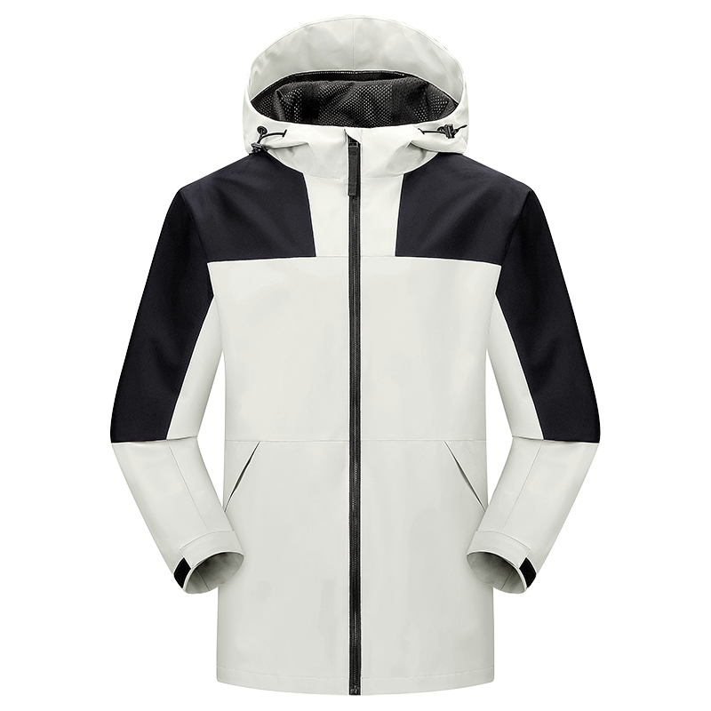 Casual Outdoor Sporty Blouson Slim Thin Jacket with Hood for Autumn Zipper Closure Coated Processing