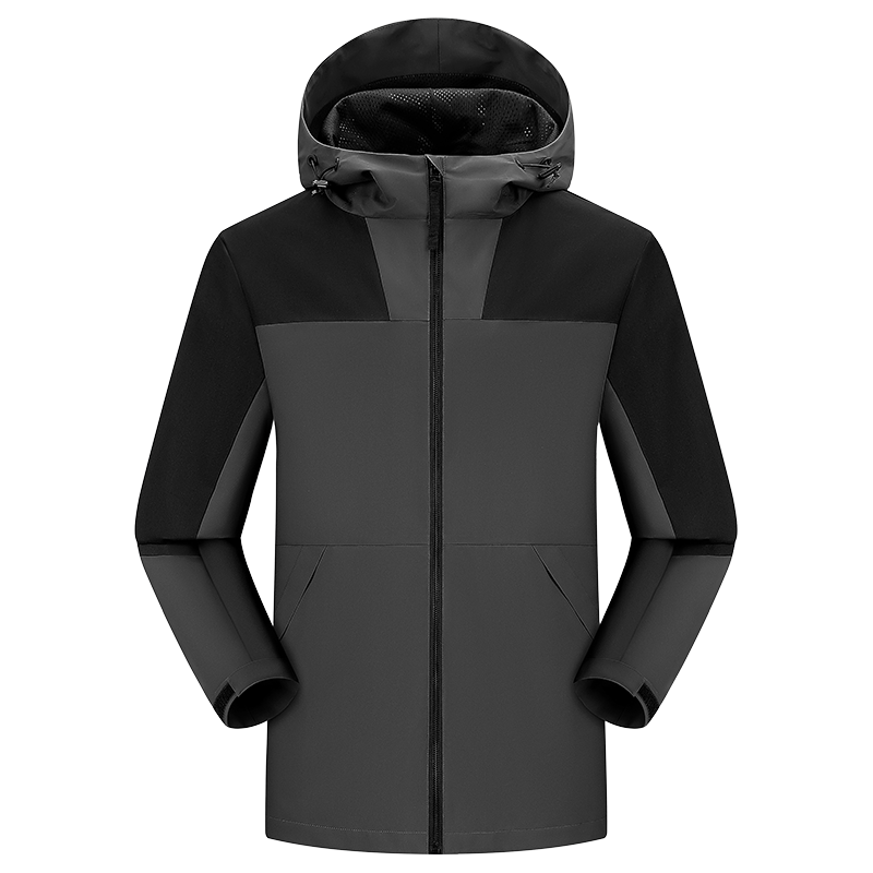 Casual Outdoor Sporty Blouson Slim Thin Jacket with Hood for Autumn Zipper Closure Coated Processing