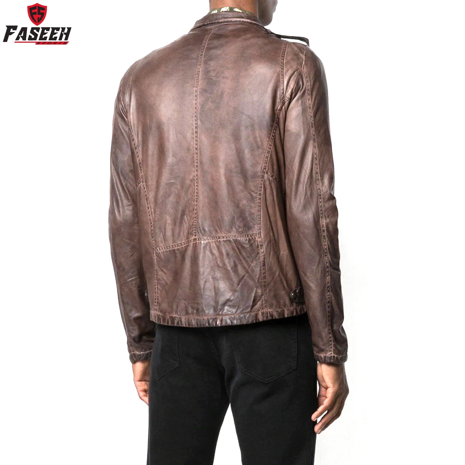 ODM Men's Leather Jacket Genuine Cowhide Leather Vintage Motor Racer Stylish High Quality Winter Jacket