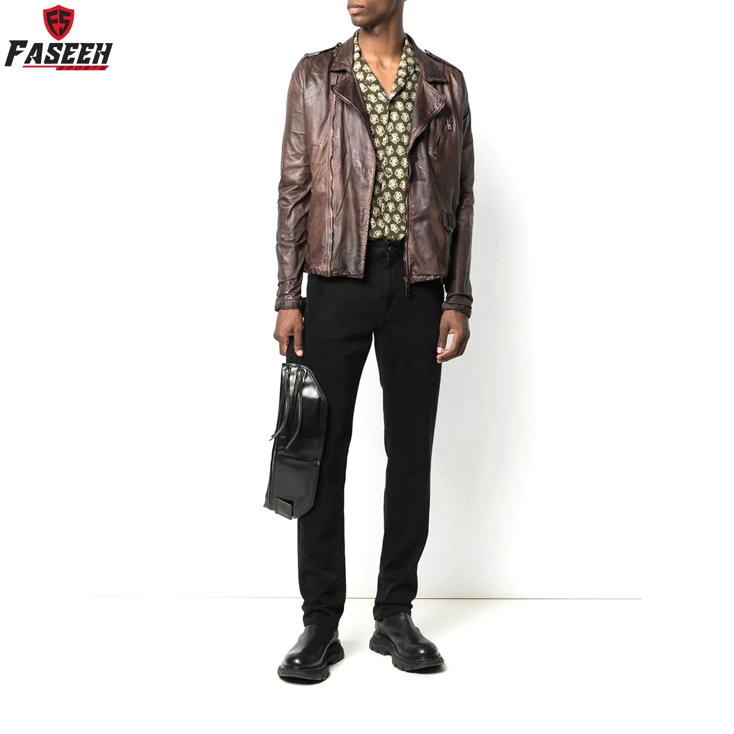 ODM Men's Leather Jacket Genuine Cowhide Leather Vintage Motor Racer Stylish High Quality Winter Jacket