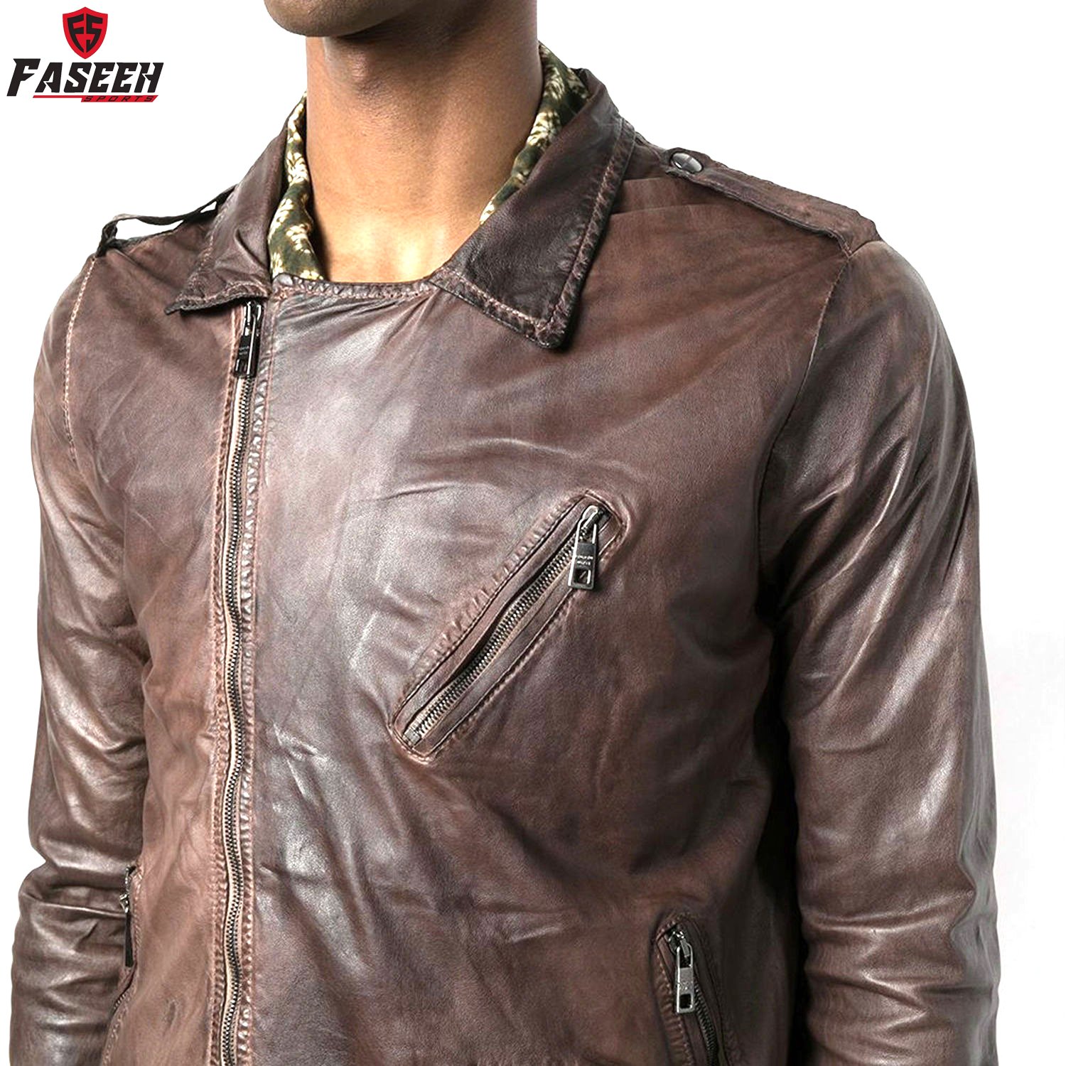 ODM Men's Leather Jacket Genuine Cowhide Leather Vintage Motor Racer Stylish High Quality Winter Jacket