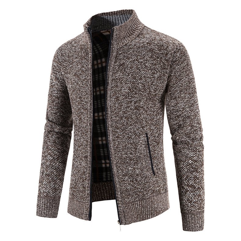 Wholesale Mens Long Sleeve Lightweight Coats Fall and Winter Casual Sweater Turtle Neck Jacket with Pockets Full Zip Slim Tops