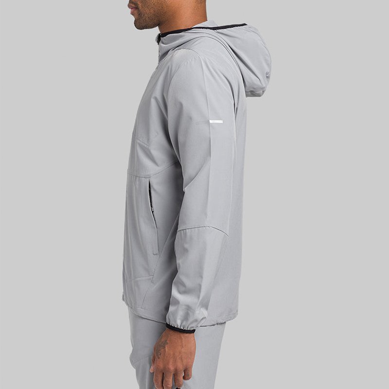 Custom full zipper Thin Waterproof Running outdoor Mountain hiking Biking Lightweight Hooded Windbreaker Jacket For Men
