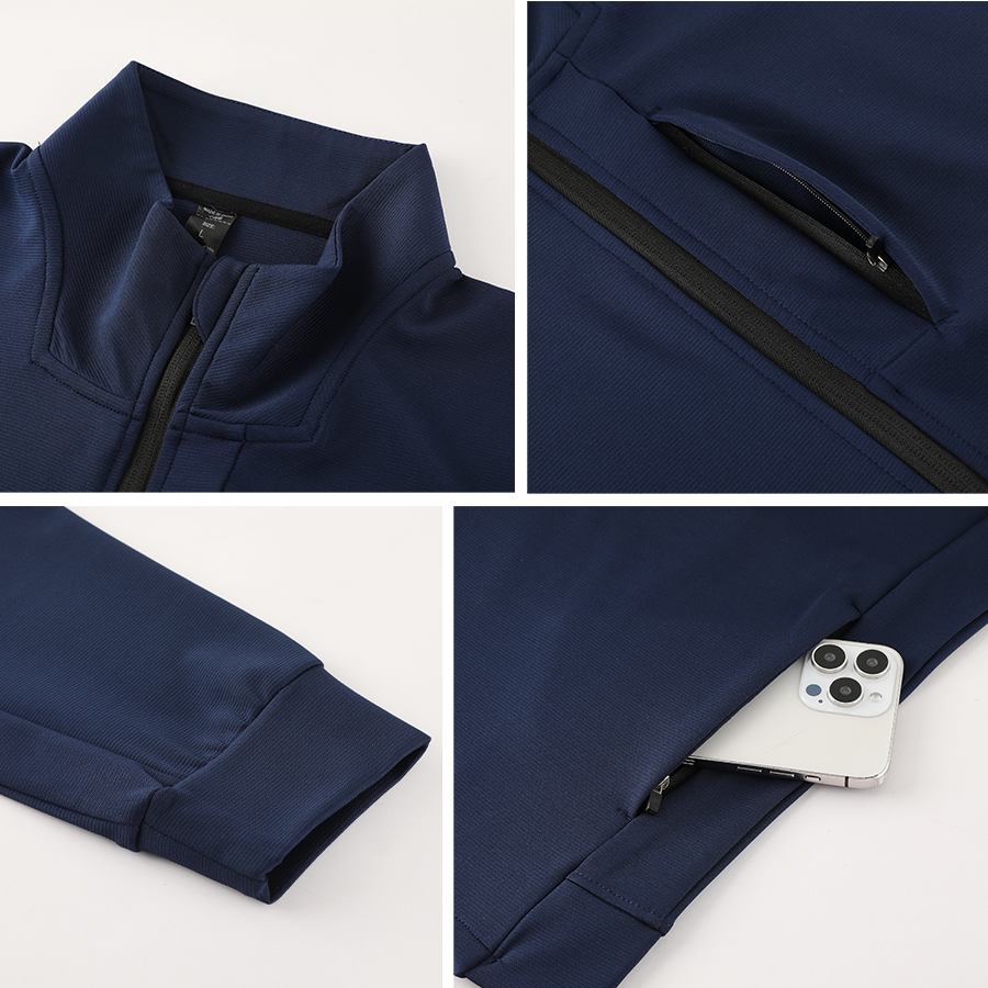 90% Polyester 10% Spandex Men'S Jacket Winter High Elastic Full Zipper Long Sleeve Jacket Gym Fitness Jacket Men Activewear