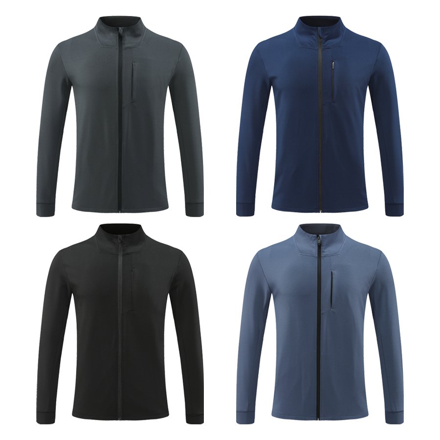 90% Polyester 10% Spandex Men'S Jacket Winter High Elastic Full Zipper Long Sleeve Jacket Gym Fitness Jacket Men Activewear