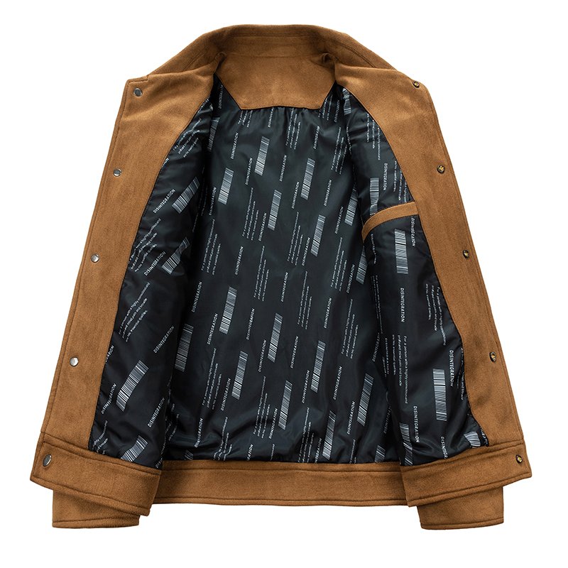 New Design Smart Leisure Men's Street Wear Suede Fabrics Jacket Textured Polyester Suede Windbreaker Blazer Jacket
