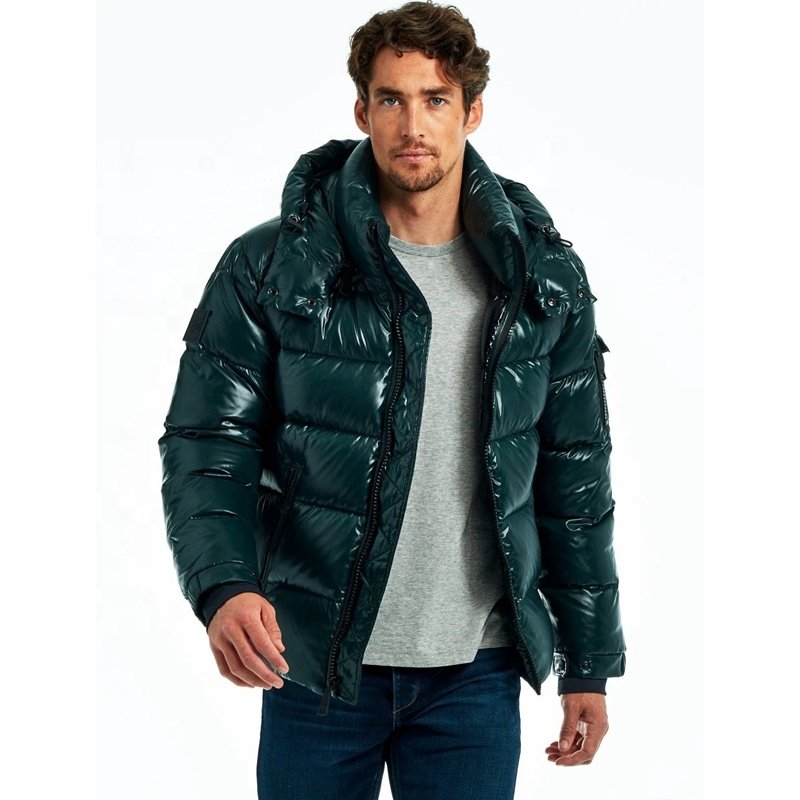 Rainbow Spray Wholesale Leather Winter Thickening Luxury Sports High Shiny Men's Puffer Jacket