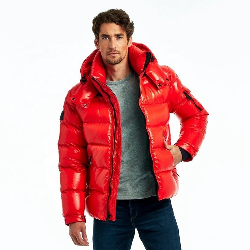 Rainbow Spray Wholesale Leather Winter Thickening Luxury Sports High Shiny Men's Puffer Jacket