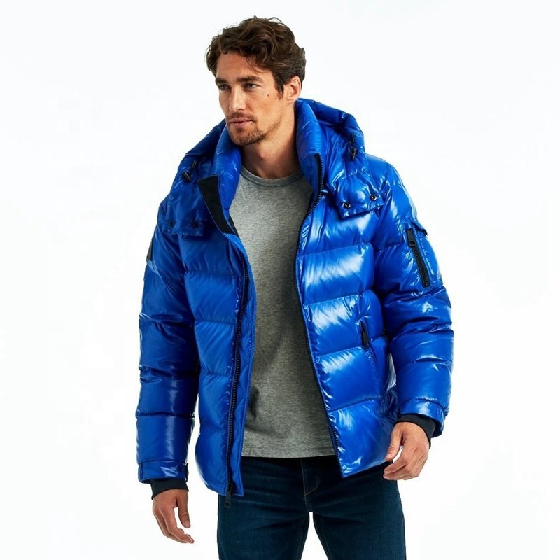 Rainbow Spray Wholesale Leather Winter Thickening Luxury Sports High Shiny Men's Puffer Jacket