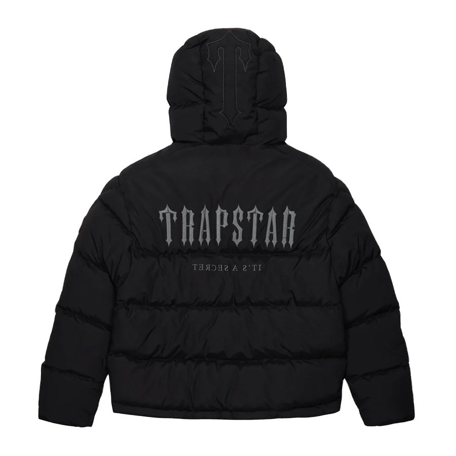 Trapstar Decoded Hooded Puffer 2.0 - Black Puffer Jacket Top Quality Embroidered Men's Thermal Hoodie Men Winter Coat Tops