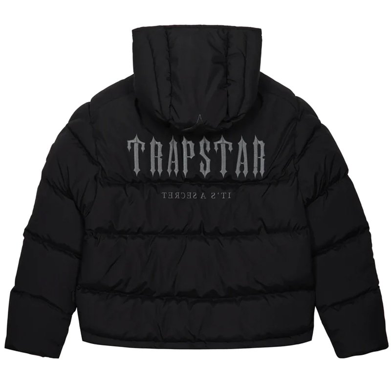 Trapstar Decoded Hooded Puffer 2.0 - Black Puffer Jacket Top Quality Embroidered Men's Thermal Hoodie Men Winter Coat Tops