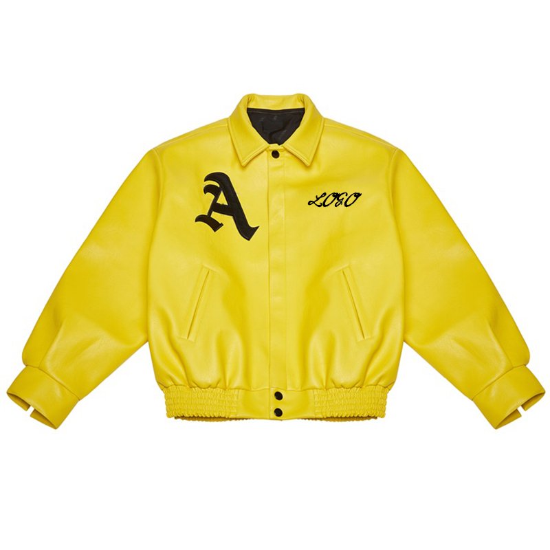 Custom Embroidery Logo Leather Baseball Bomber Leather Varsities Jacket For Men