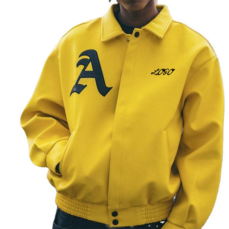 Custom Embroidery Logo Leather Baseball Bomber Leather Varsities Jacket For Men