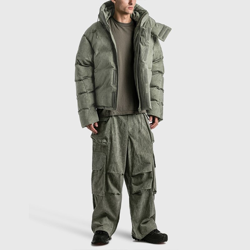 Custom Men's Winter Down Jackets With Removable Hood Vintage Water Resistant Outdoor Sports Puffer Jacket