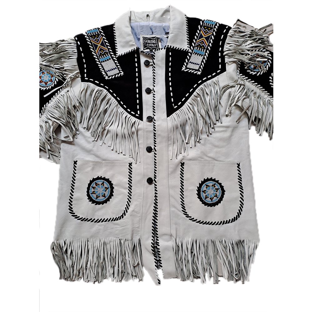 Fringed & Beaded Original Cow Leather Western Style Men Beautiful Cowboy Leather Jacket For Men