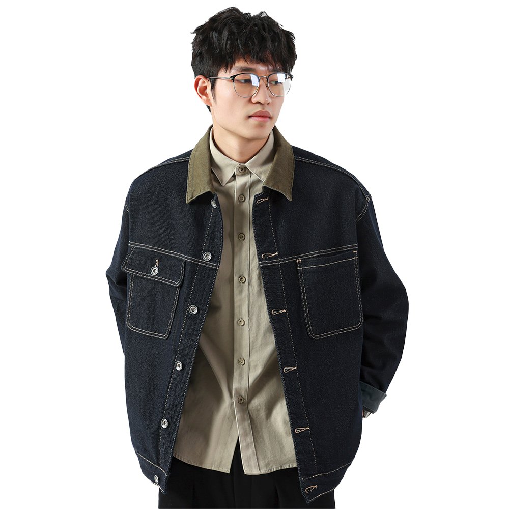 Wholesale Factory Price American Printed Printed Denim Jacket Stand-up Collar Men's Jacket