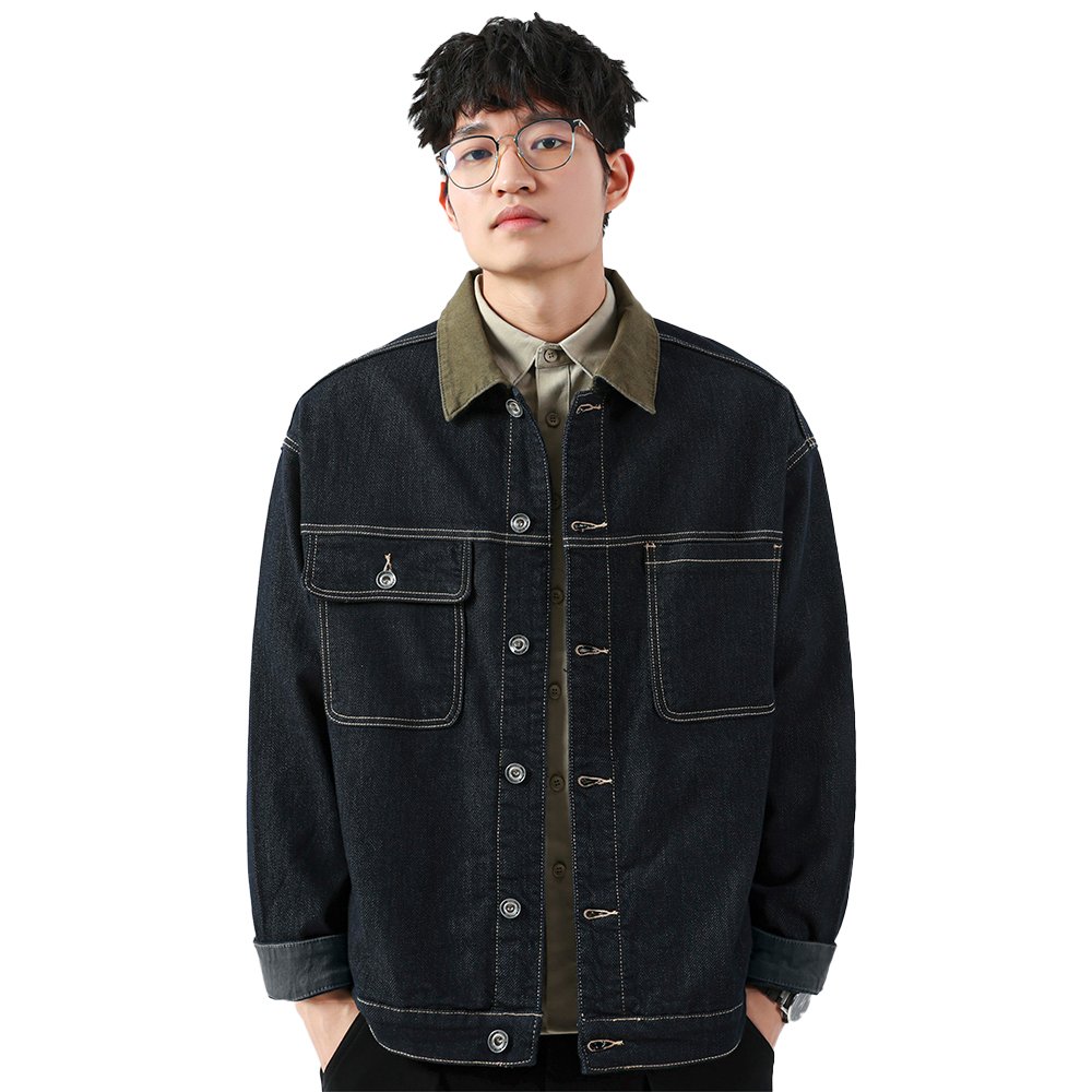 Wholesale Factory Price American Printed Printed Denim Jacket Stand-up Collar Men's Jacket