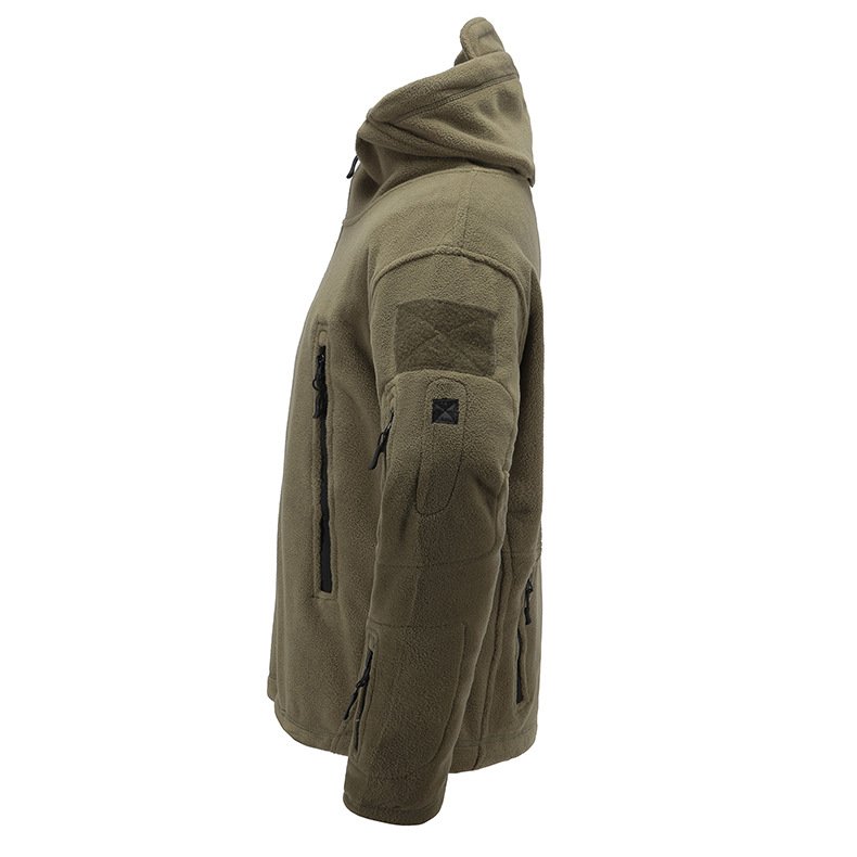 Custom softshell jacket army green man long sleeve winter polar fleece men's jacket with hood