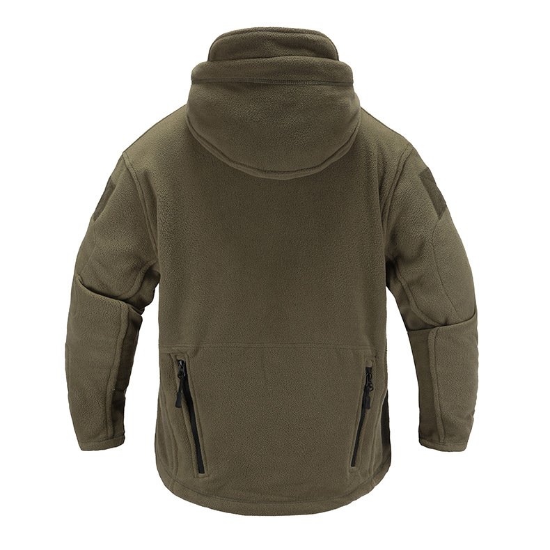 Custom softshell jacket army green man long sleeve winter polar fleece men's jacket with hood