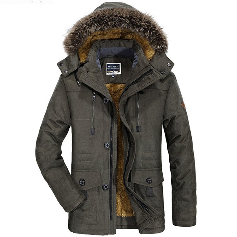 Factory Manufacture Mens Clothing Winter Coat Thick Warm Fur Lined Puffer Jacket Solid Color Men Parka Jacket Overcoat