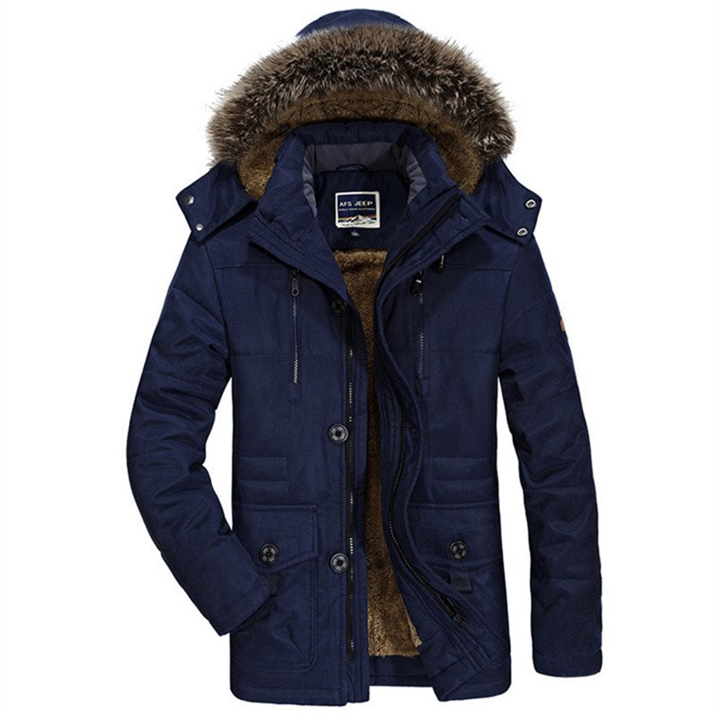 Factory Manufacture Mens Clothing Winter Coat Thick Warm Fur Lined Puffer Jacket Solid Color Men Parka Jacket Overcoat