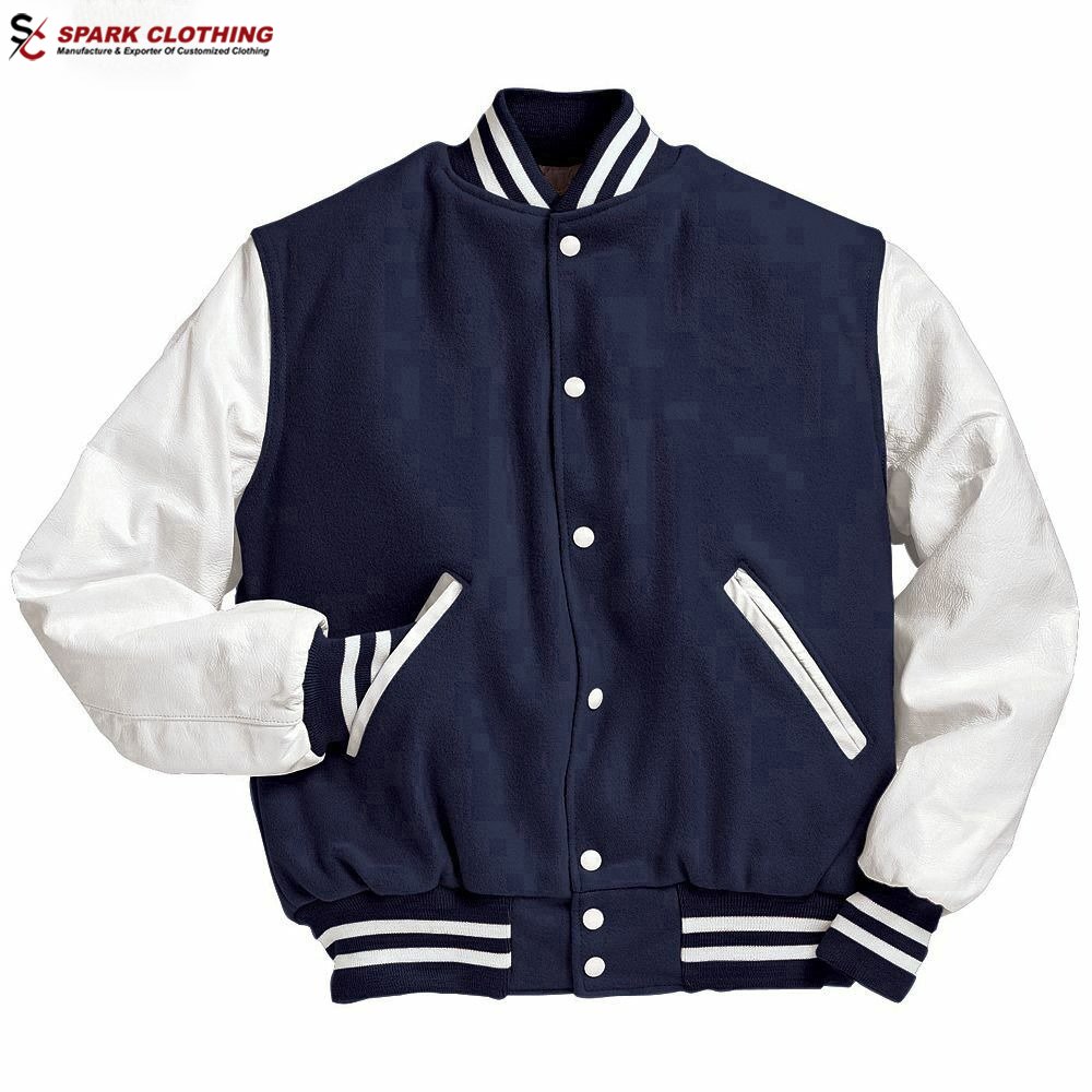 Wholesale Men Custom Cotton Fleece Baseball Jacket Varsity Letterman Blank Jacket men wear