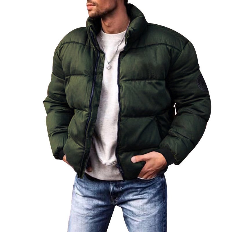 PASUXI New Trendy Men's Casual Winter Fleece Jacket Plus Size Stand Collar Cotton Jacket Thickened Winter Clothing
