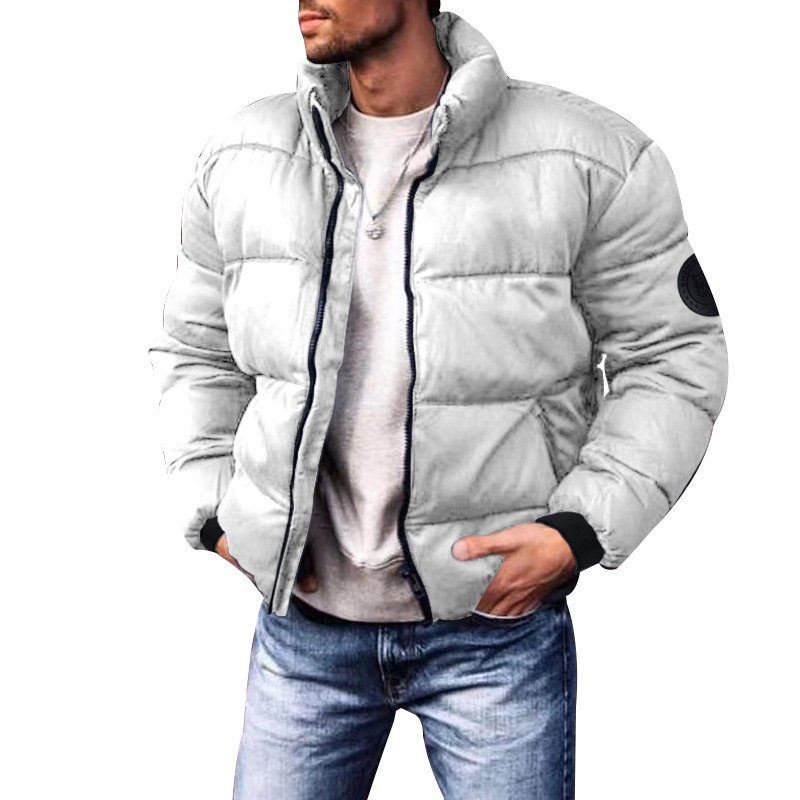 PASUXI New Trendy Men's Casual Winter Fleece Jacket Plus Size Stand Collar Cotton Jacket Thickened Winter Clothing