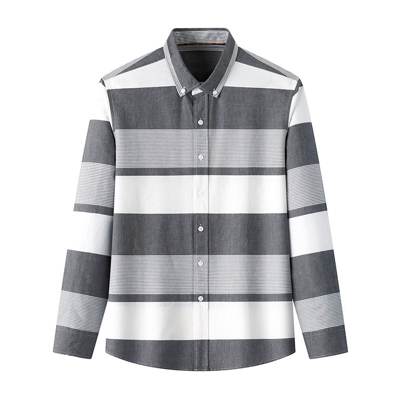 Cotton business casual men's shirt Oxford plaid long sleeved shirt for men Unisex long sleeved jacket shirt