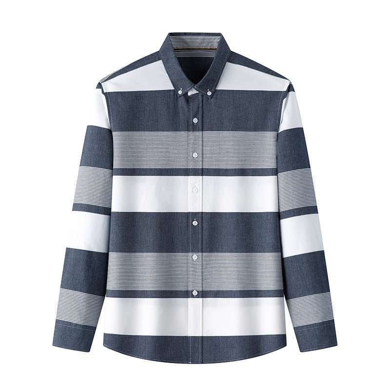 Cotton business casual men's shirt Oxford plaid long sleeved shirt for men Unisex long sleeved jacket shirt