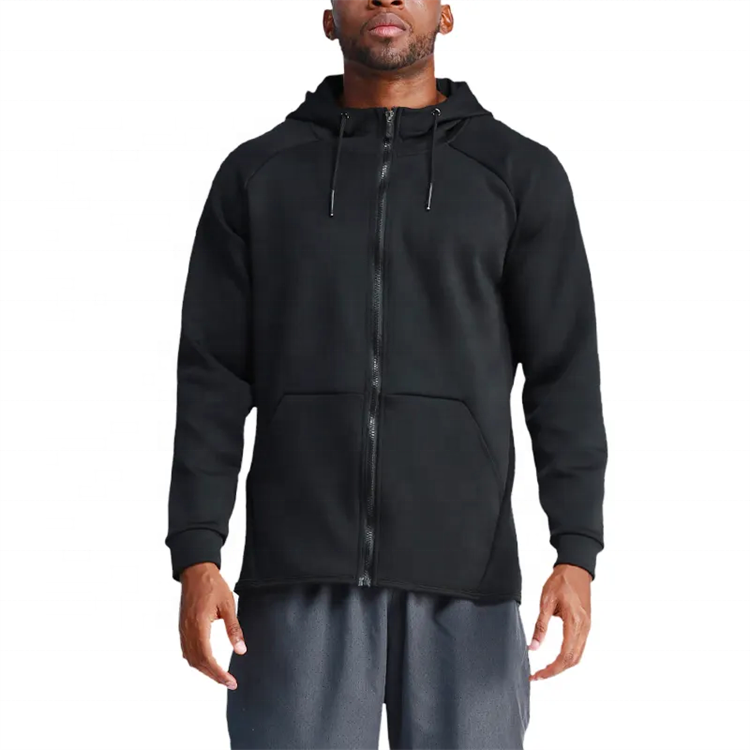Custom Men's Blank Light Weight Jacket Sport Training Running Black Zip Up Hoodie Jacket For Men