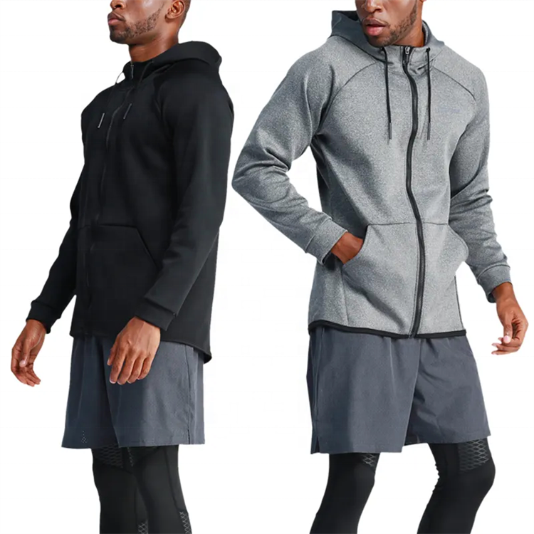 Custom Men's Blank Light Weight Jacket Sport Training Running Black Zip Up Hoodie Jacket For Men