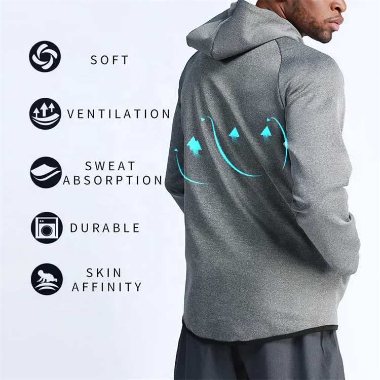 Custom Men's Blank Light Weight Jacket Sport Training Running Black Zip Up Hoodie Jacket For Men
