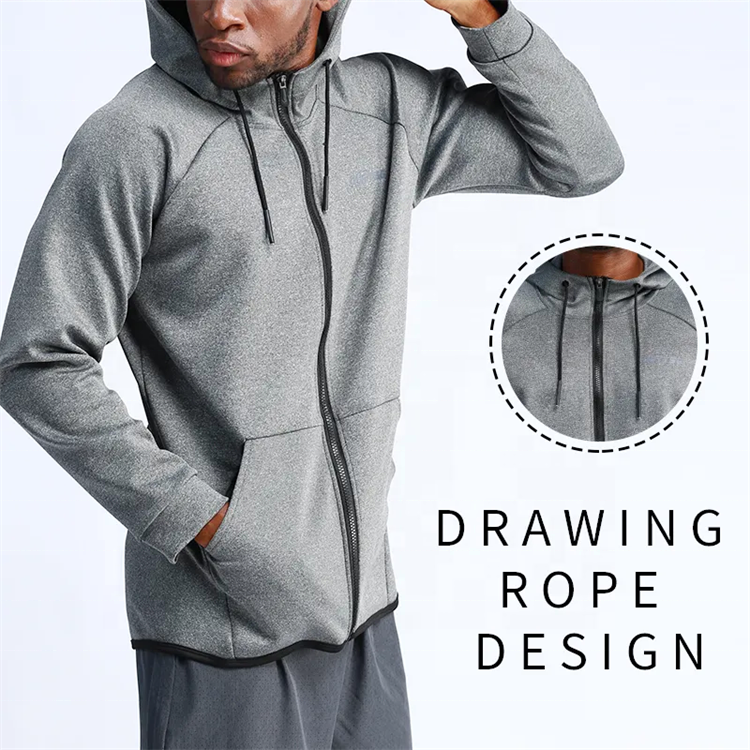 Custom Men's Blank Light Weight Jacket Sport Training Running Black Zip Up Hoodie Jacket For Men