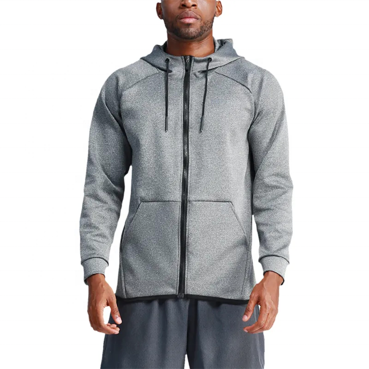 Custom Men's Blank Light Weight Jacket Sport Training Running Black Zip Up Hoodie Jacket For Men