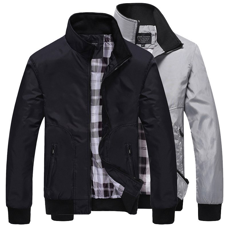 2024 Men Fashion Solid Color Zipper Jackets Workwear Spring Men's Stand Collar Casual Outwear Tops Coat Tops Baseball Jacket