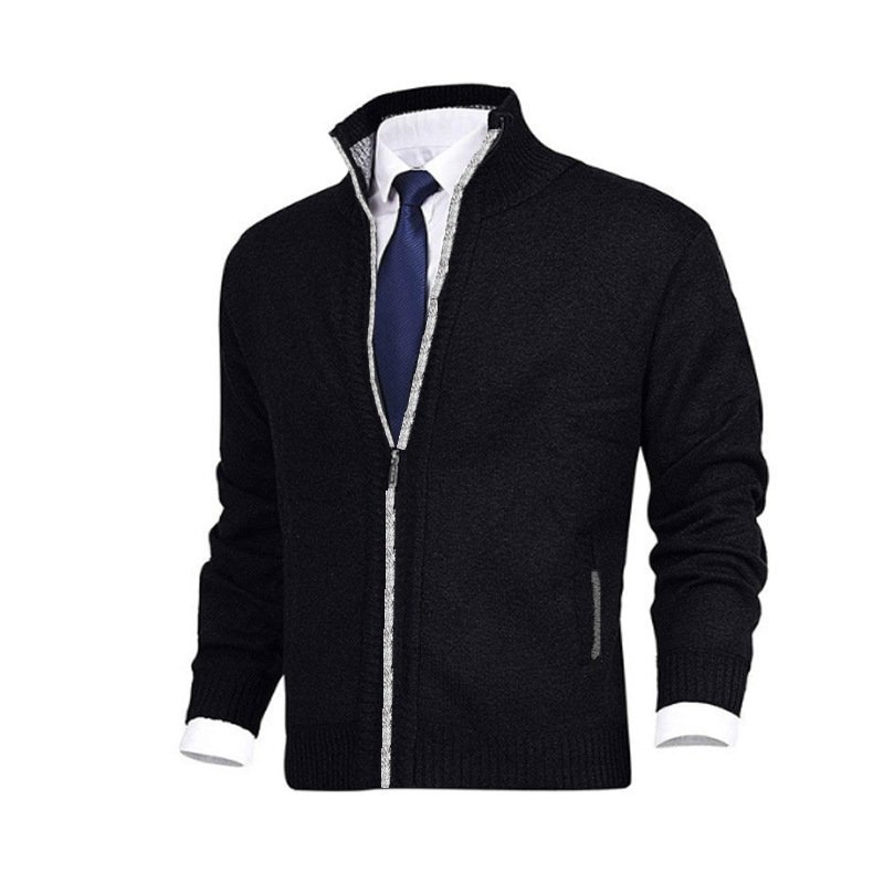 Custom Cool Style Casual Wool Men's Stand Collar Fashionable Cardigan Coat Plus Size Knitted Fleece Jacket
