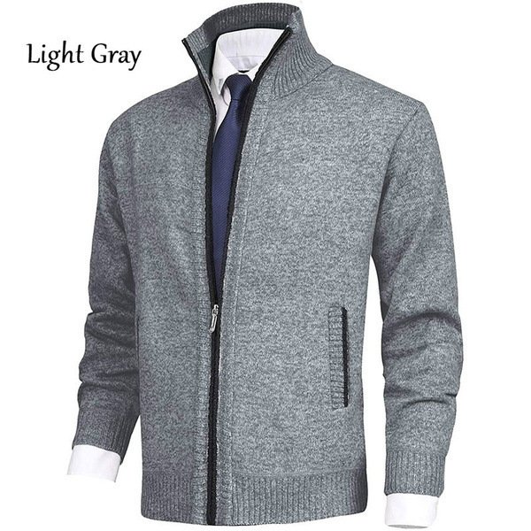 Custom Cool Style Casual Wool Men's Stand Collar Fashionable Cardigan Coat Plus Size Knitted Fleece Jacket