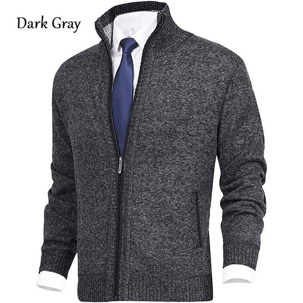Custom Cool Style Casual Wool Men's Stand Collar Fashionable Cardigan Coat Plus Size Knitted Fleece Jacket