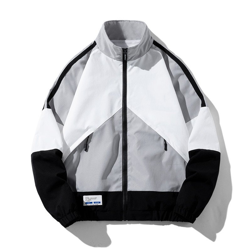 Men's Jacket Autumn Outdoor Zipper Up Windbreaker Jacket Custom Patchwork Sport Casual Mens Trench Jacket