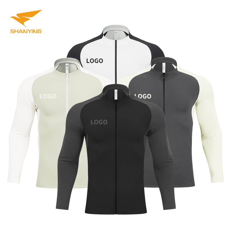 Autumn Winter Custom Men's Jacket Quick Dry Splicing Zipper Gym Windbreaker Gym Sports Wear Fitness SportwearJacket