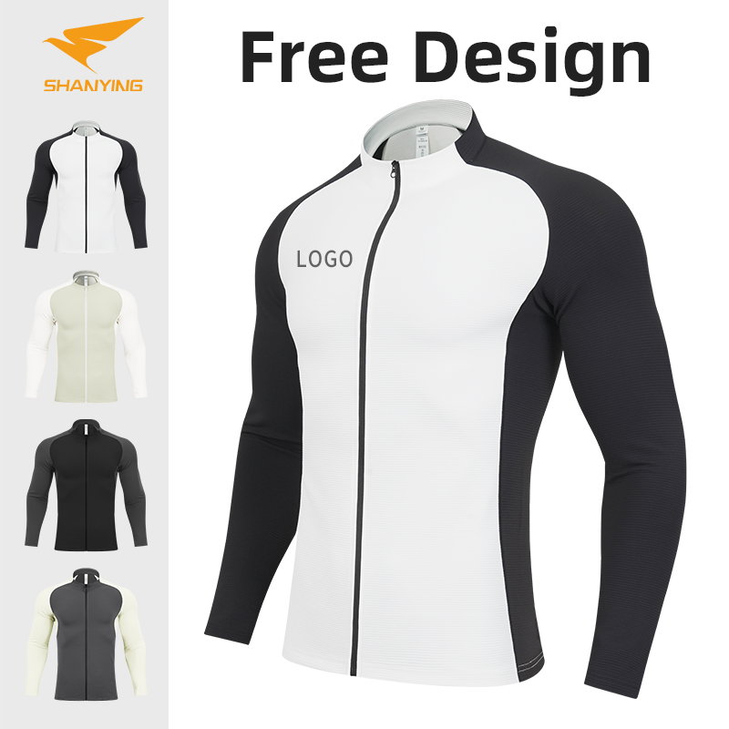 Autumn Winter Custom Men's Jacket Quick Dry Splicing Zipper Gym Windbreaker Gym Sports Wear Fitness SportwearJacket