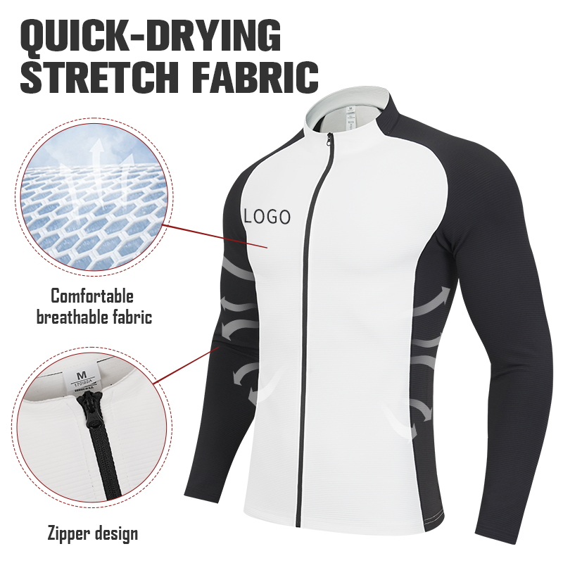 Autumn Winter Custom Men's Jacket Quick Dry Splicing Zipper Gym Windbreaker Gym Sports Wear Fitness SportwearJacket