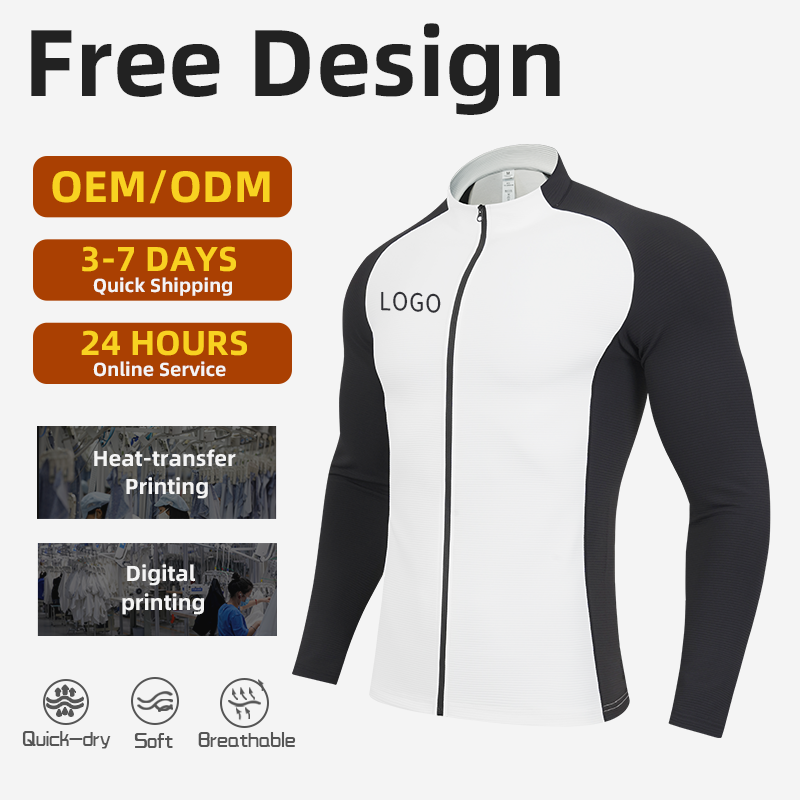 Autumn Winter Custom Men's Jacket Quick Dry Splicing Zipper Gym Windbreaker Gym Sports Wear Fitness SportwearJacket